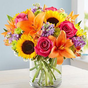 گلدان گل های رنگارنگ ( ارسال به آمریکا )